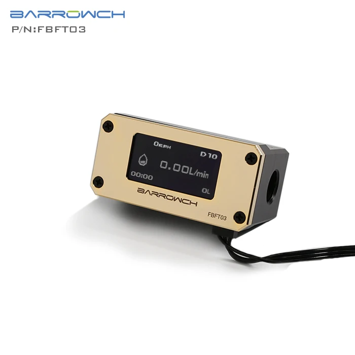 Barrowch цифровой дисплей OLED расходомер скорость ПК водяного охлаждения G1/4''X2 отверстия 4 цвета FBFT03 - Цвет лезвия: Gold Panel