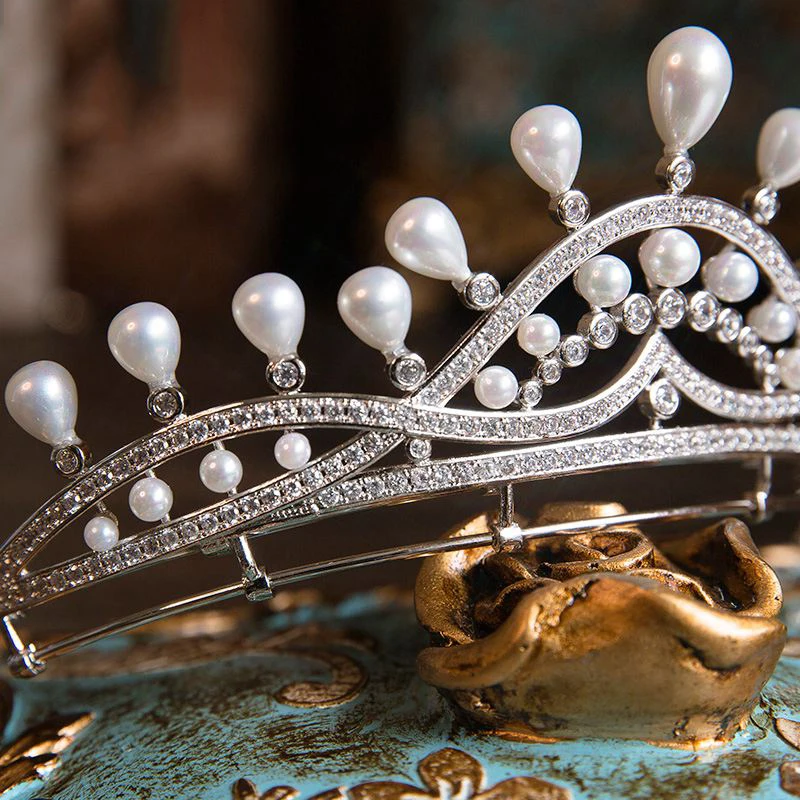 Bavoen высококачественный жемчуг для волос в виде короны с Цирконом Свадебные