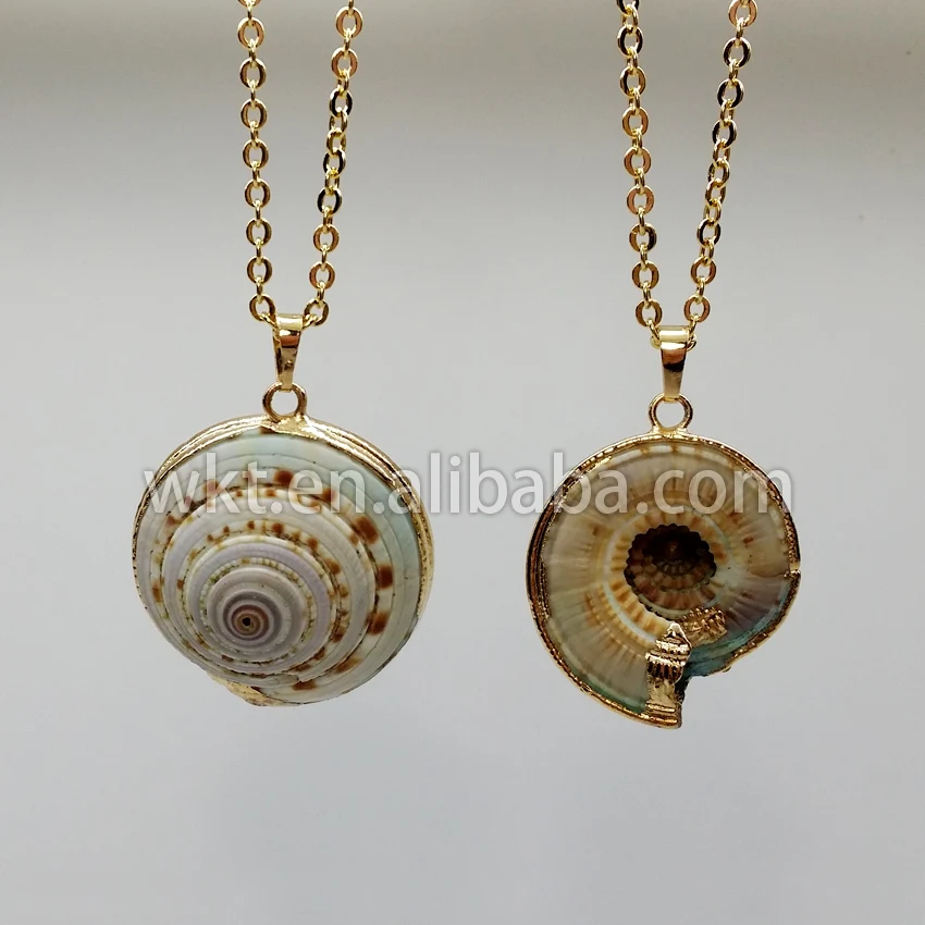 Ожерелье из морской раковины в форме улитки ожерелье с золотой подвеской подарок