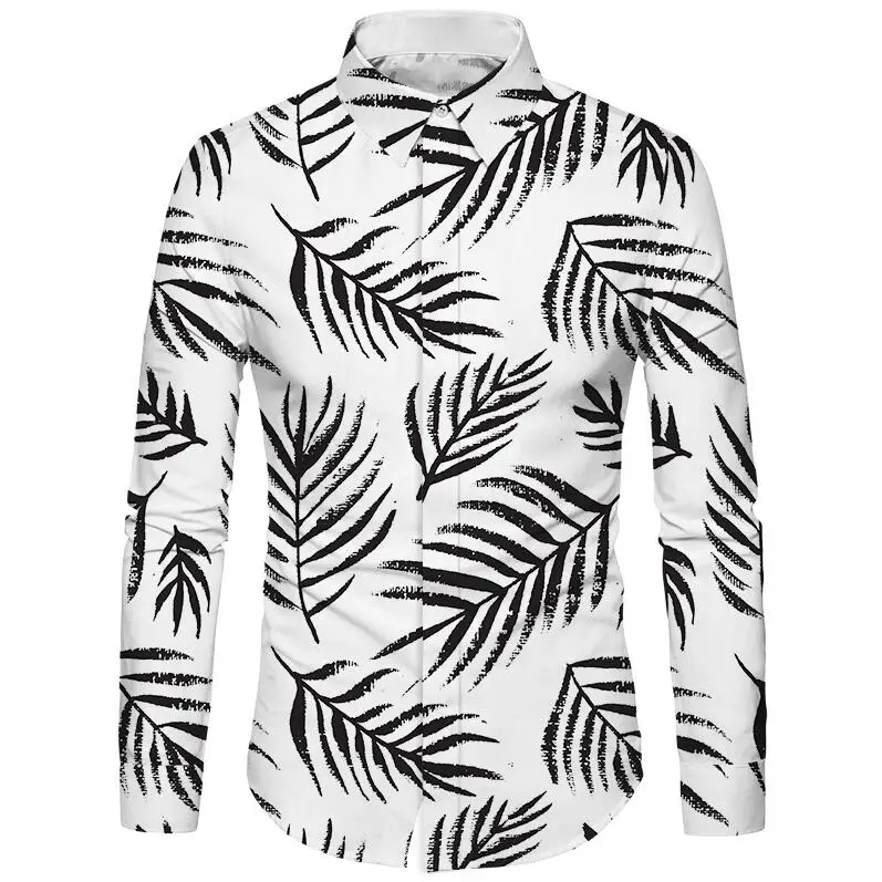 4 Cloudstyle, брендовая одежда, новинка, мужская рубашка, повседневная, облегающая, 3d, обычная, черная, белая, шелковая, с принтом, Освежающая, Camisas, Мужская - Цвет: 4