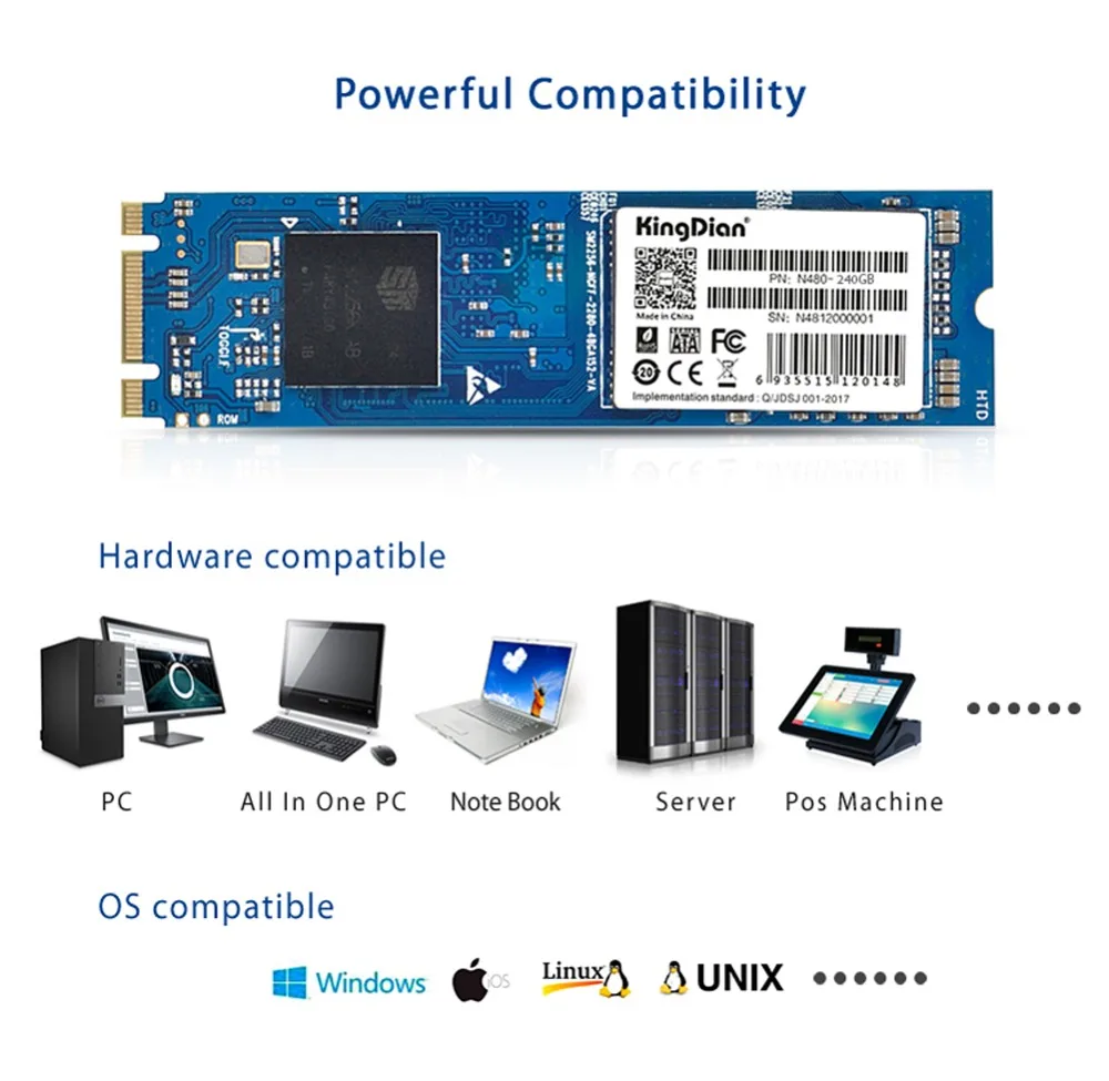 KingDian M.2 NGFF 560/411 MB/S N480 240GB SSD
