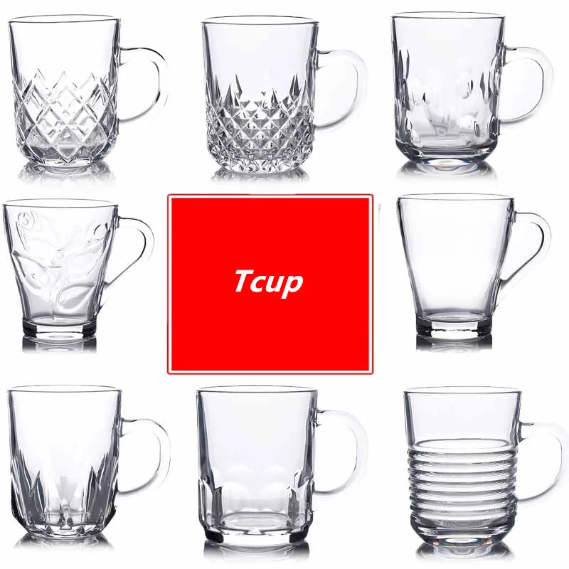 

6 Pcs/Set Lead-free glass Cups With Handgrip heat-resistant glass water cup home/bar pineapple beer cups milk tea cup coffee mug