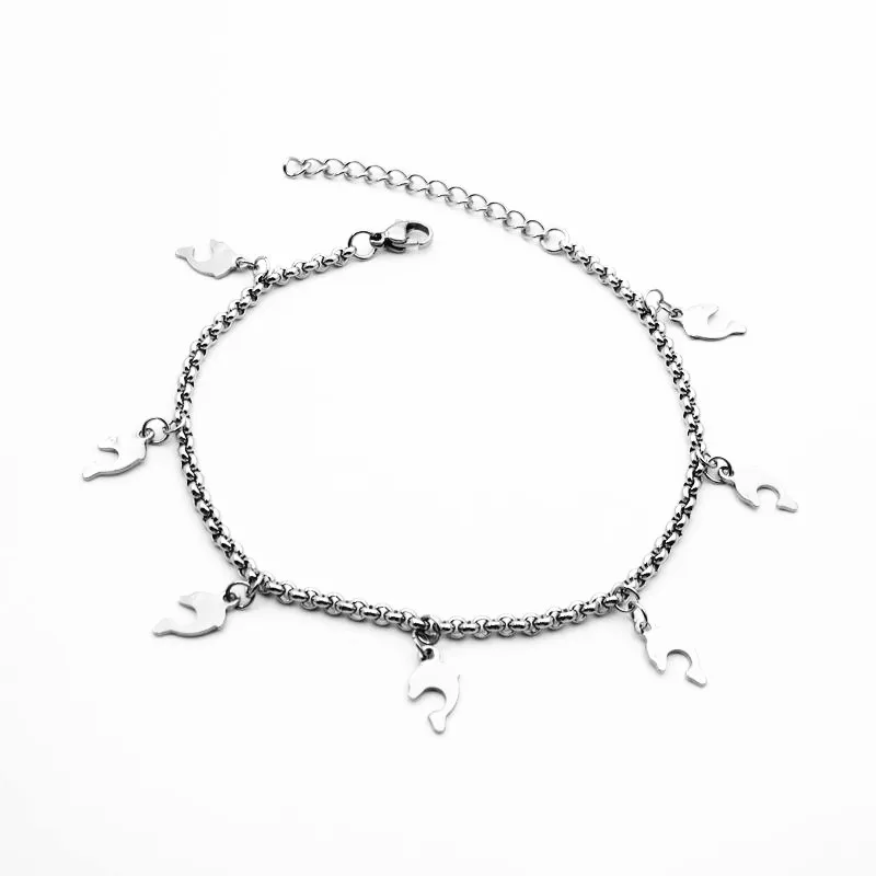 Модные ювелирные украшения цепочка на ногу с дельфином из нержавеющей стали 316L