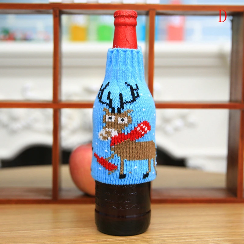 1 шт. Рождественские Олени Вязаные чулки конфеты подарочные пакеты бутылка для