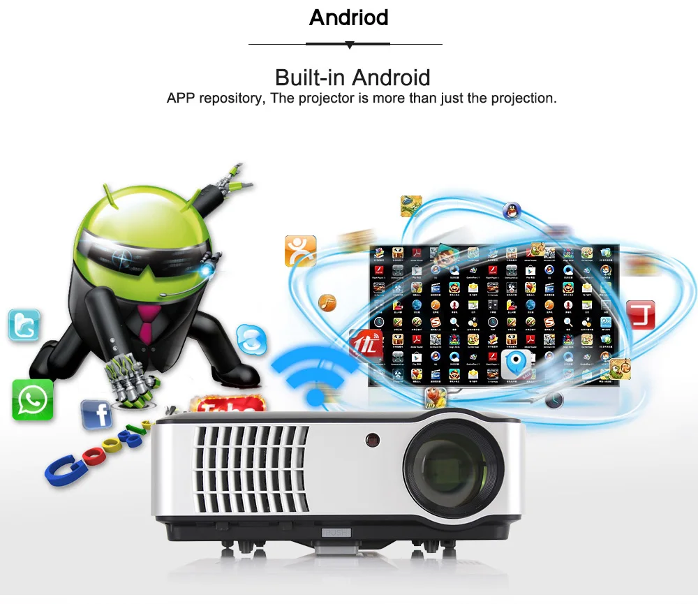 RD-806 HD светодиодный проектор, портативный 720P HD домашний кинотеатр проектор, опционально Android 6,0 Bluetooth wifi Miracast Airplay проектор