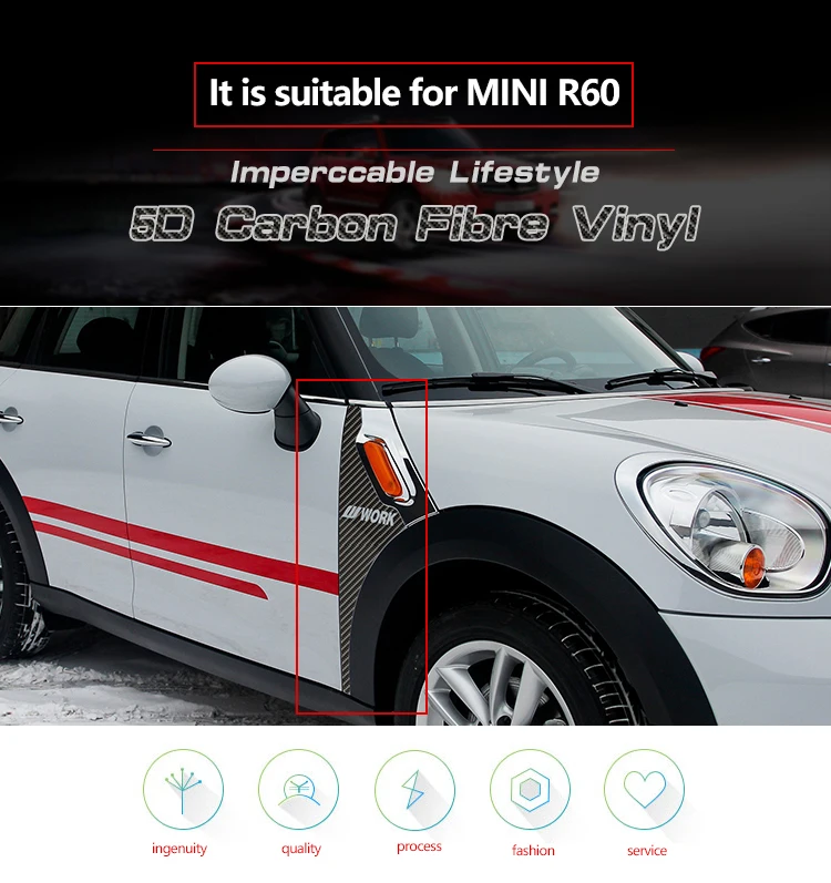 2 шт. 5D углеродного волокна виниловая наклейка для Mini Cooper Countryman R60 переднее крыло вентиляционное отверстие отделка боковые наклейки