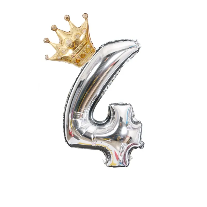 number 4 2 шт покрытые серебром 32 дюймов номер Фольга воздушные шары цифры Воздушный баллон детское День рождения и надписью «Wild One» Украшения рисунок Decoracao Coroa Globos - Цвет: number 4