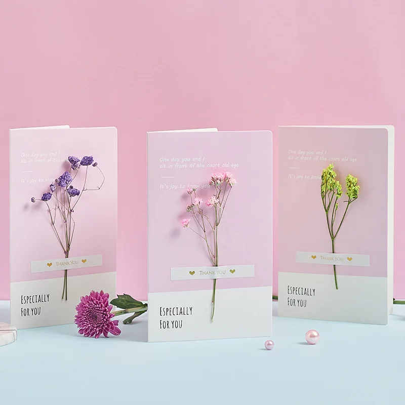 20 шт./лот Складная визитная карточка с сухими цветами/открытка на день рождения