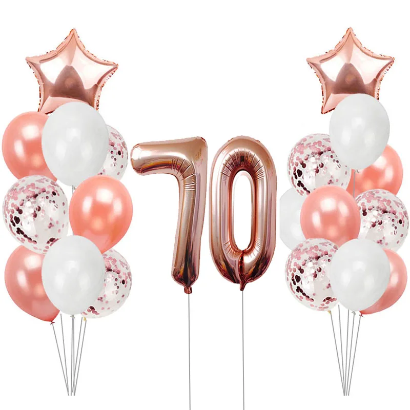70 Розовое золото, От 1 до 6 лет воздушные шары на день рождения, украшения для вечеринки на день рождения, для детей и взрослых, 1st 2nd, 18, 21, 30, 40, 50, 60, товары для дня рождения - Цвет: 70