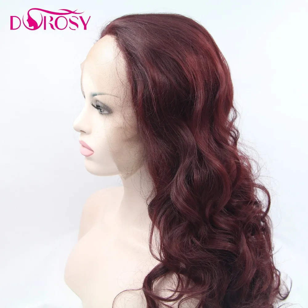 DOROSY волосы высокотемпературные волокна Cabelo Perrque винно-красного цвета длинные глубокие волны синтетические кружева спереди парик для женщин костюм