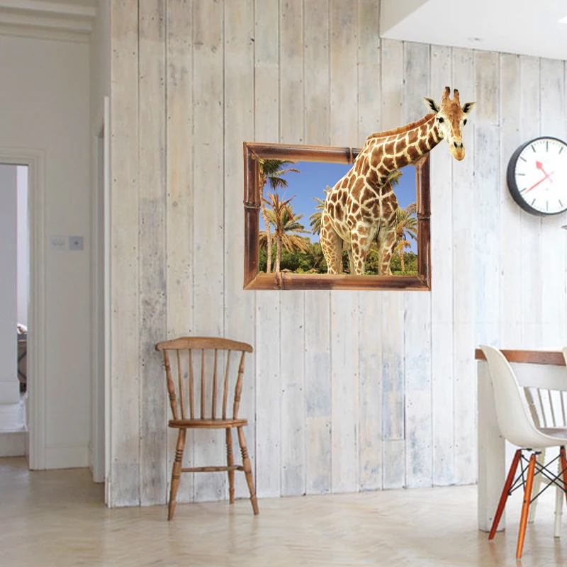 Новые большие 3d наклейки на стену в форме жирафа виде космоса украшения для дома