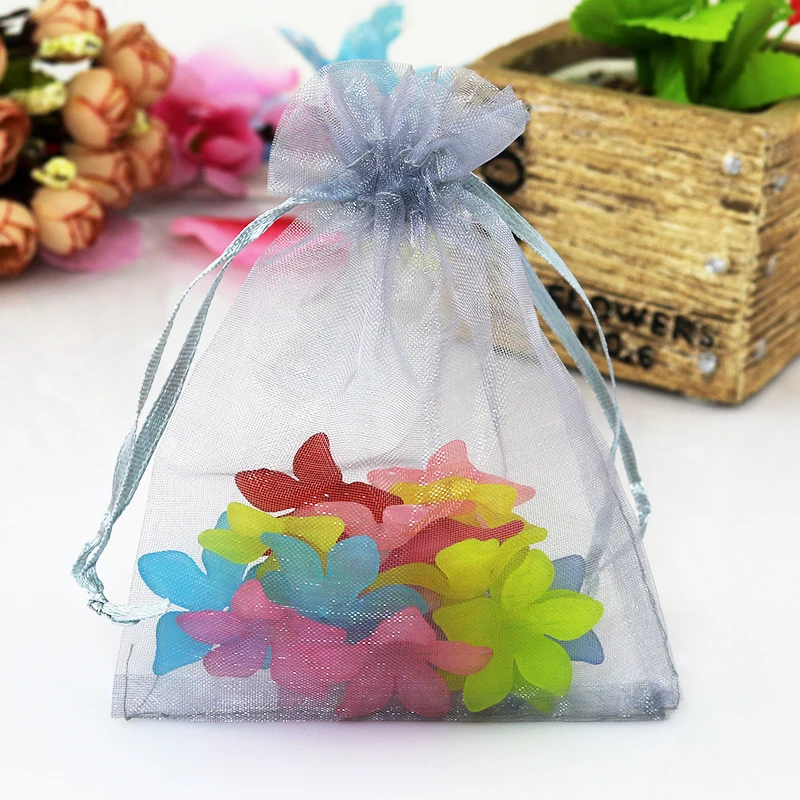

9x12cm Mixed Color Organza Packaging Bags Bags For Gift Small Drawstring Pouches Wedding Gift Jewelry Bags 100pcs/lot Wholesale