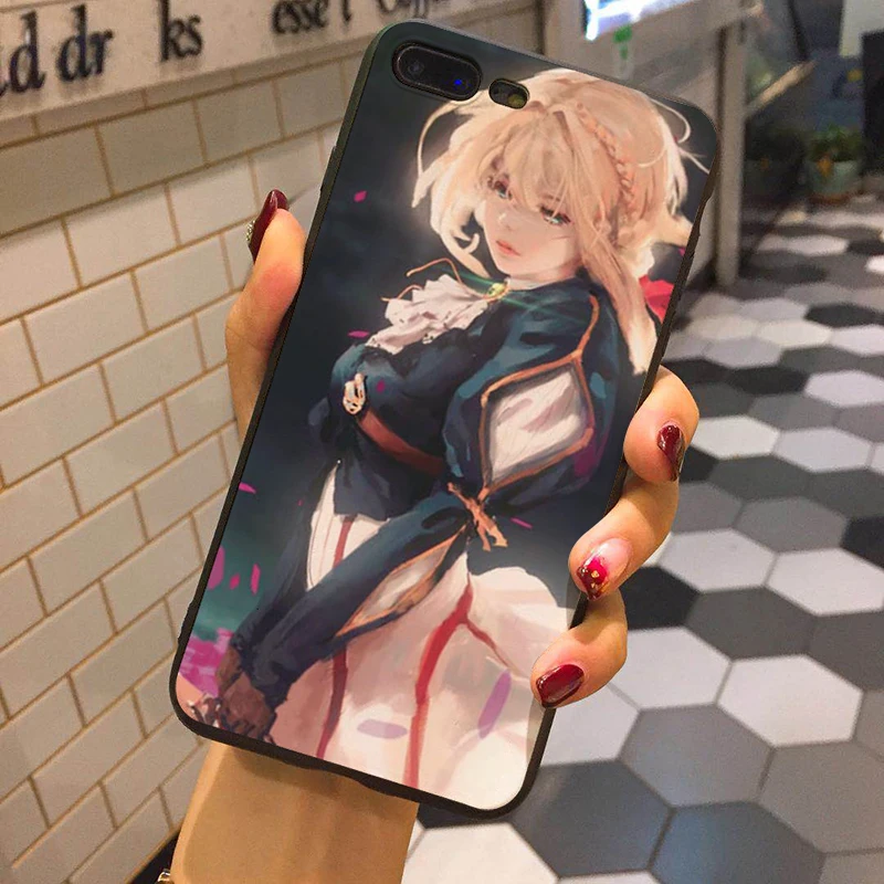 Аниме фиолетовый Evergarden новинка чехлы мягкий чехол для телефона iPhone 8 7 6 6S Plus X XS XR