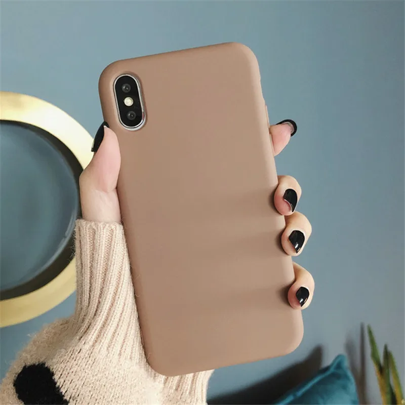 Light Brown Силиконовый чехол, однотонный, милый, однотонный, карамельный чехол для телефона, для huawei mate 10 20 P30 P20 P10 Pro Honor 7X8 8A 8X9 10, мягкий чехол из ТПУ - Цвет: Light Brown