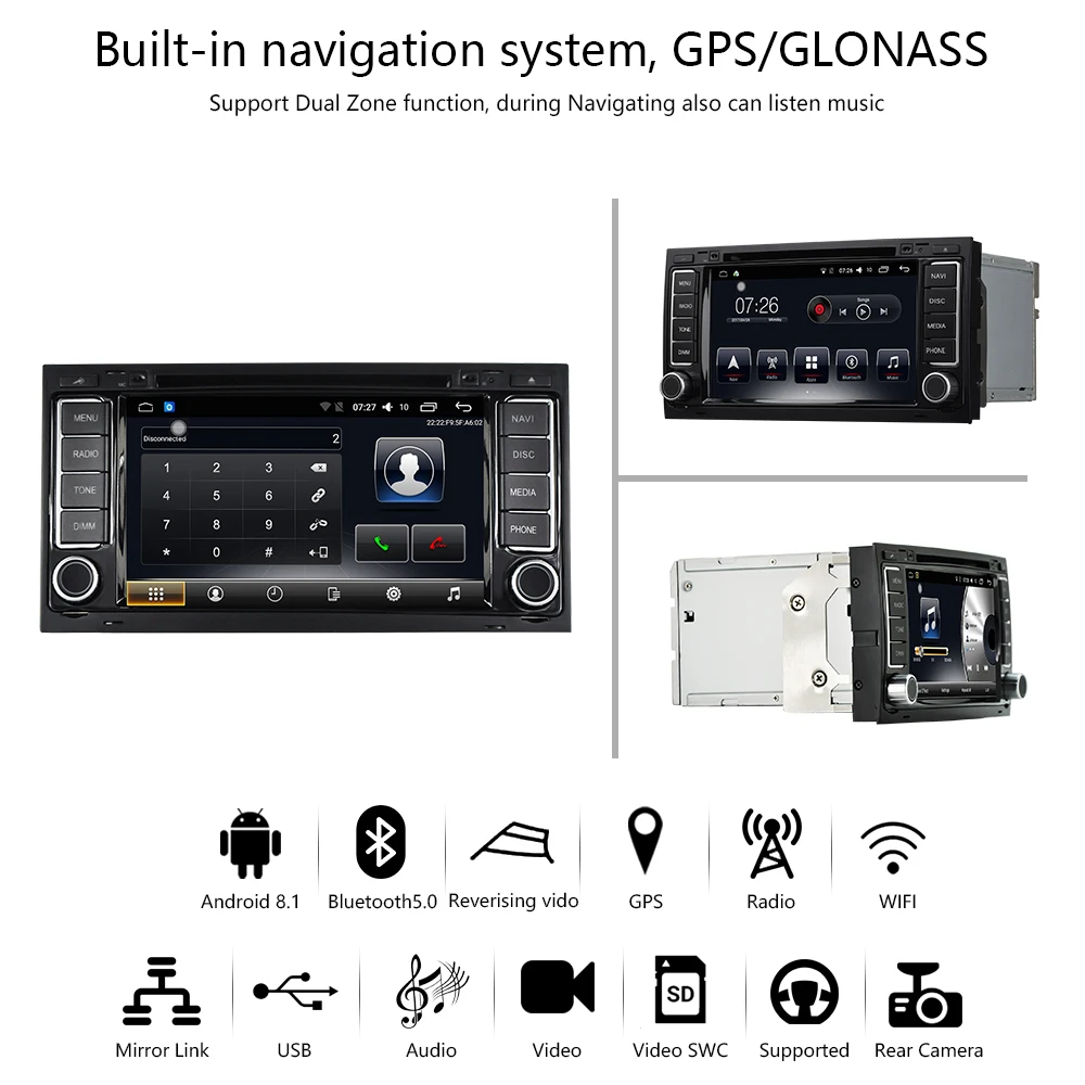 Car DVD Player Stereo Radio Android 8.1 Bluetooth 7&quot 4G/32G/64G GPS Navigation forTouareg 2004-2009 Multivan(T5)2008-2015 | Автомобили
