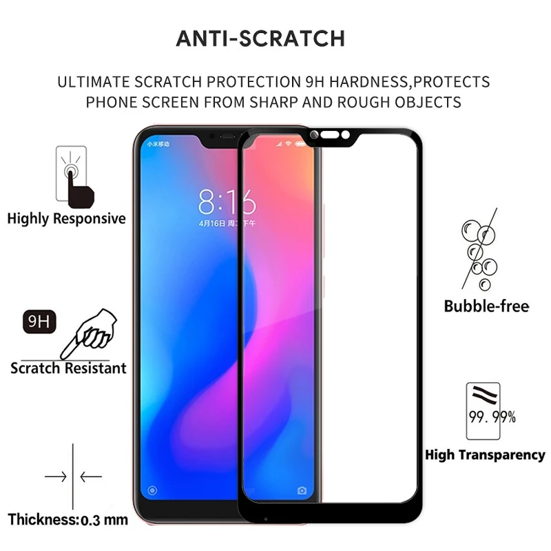 2 шт Полное покрытие закаленное стекло для Xiaomi Mi A2 Lite защита экрана 9H закаленное защитное стекло для MiA2 Lite