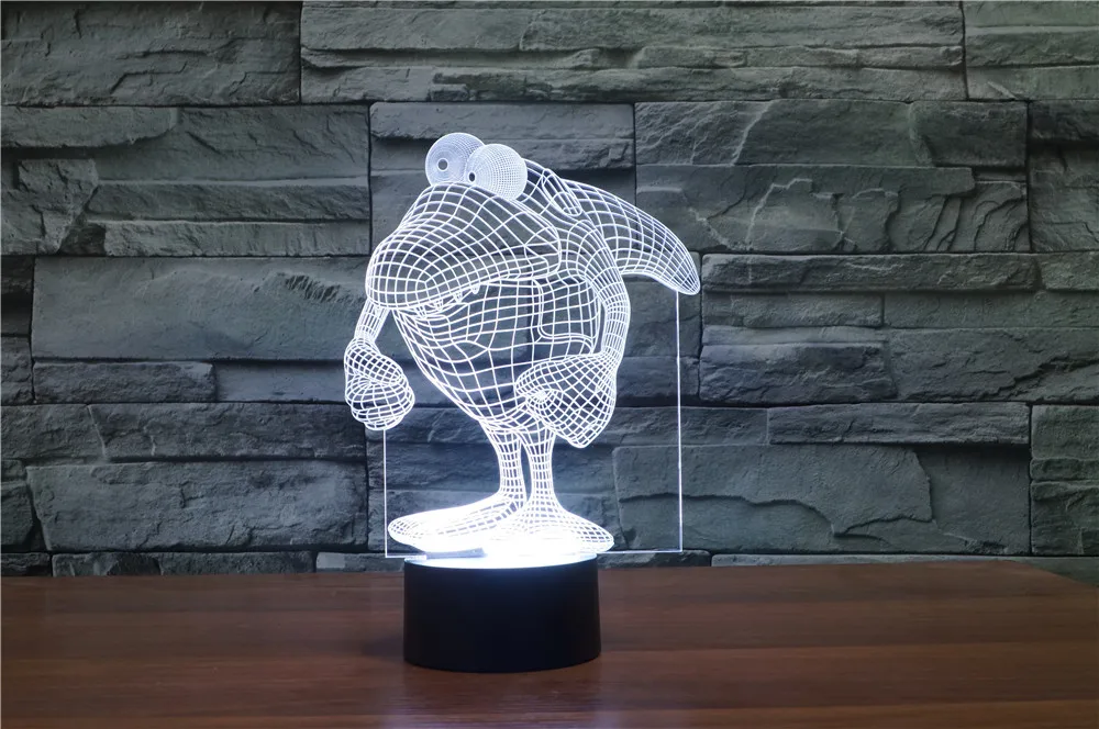 Ночсветильник Shark Man 3D с дистанционным выключателем USB 7 цветов настольная лампа