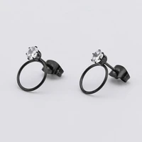 doublehee 41 zircon trend brief titanium stainless steel 3 colors plated men earring stud earrings for women classic jewelry