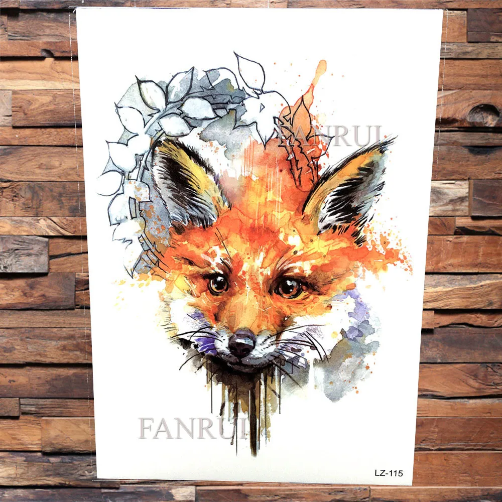 Женские Временные татуировки FANRUI Wolf Rose Flower геометрические фальшивые на заказ |