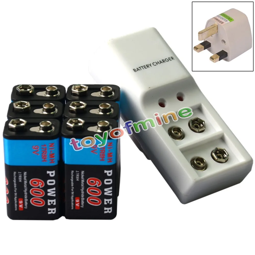 6x9V Power Black 600mAh ni mh аккумуляторная батарея + двойное зарядное