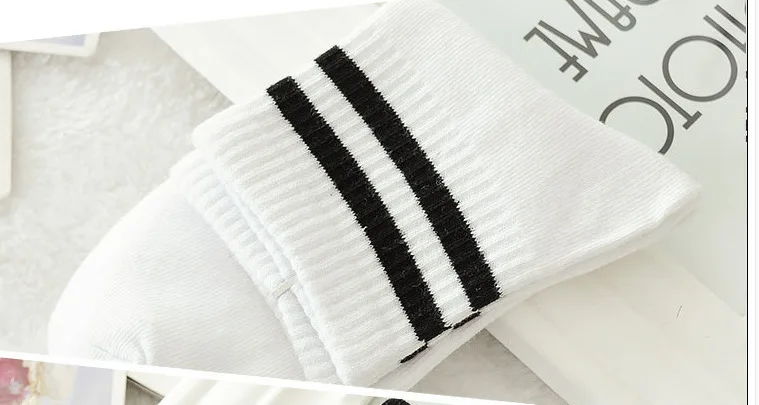 Носки Женские однотонные в японском стиле хлопковые полоску ретро для