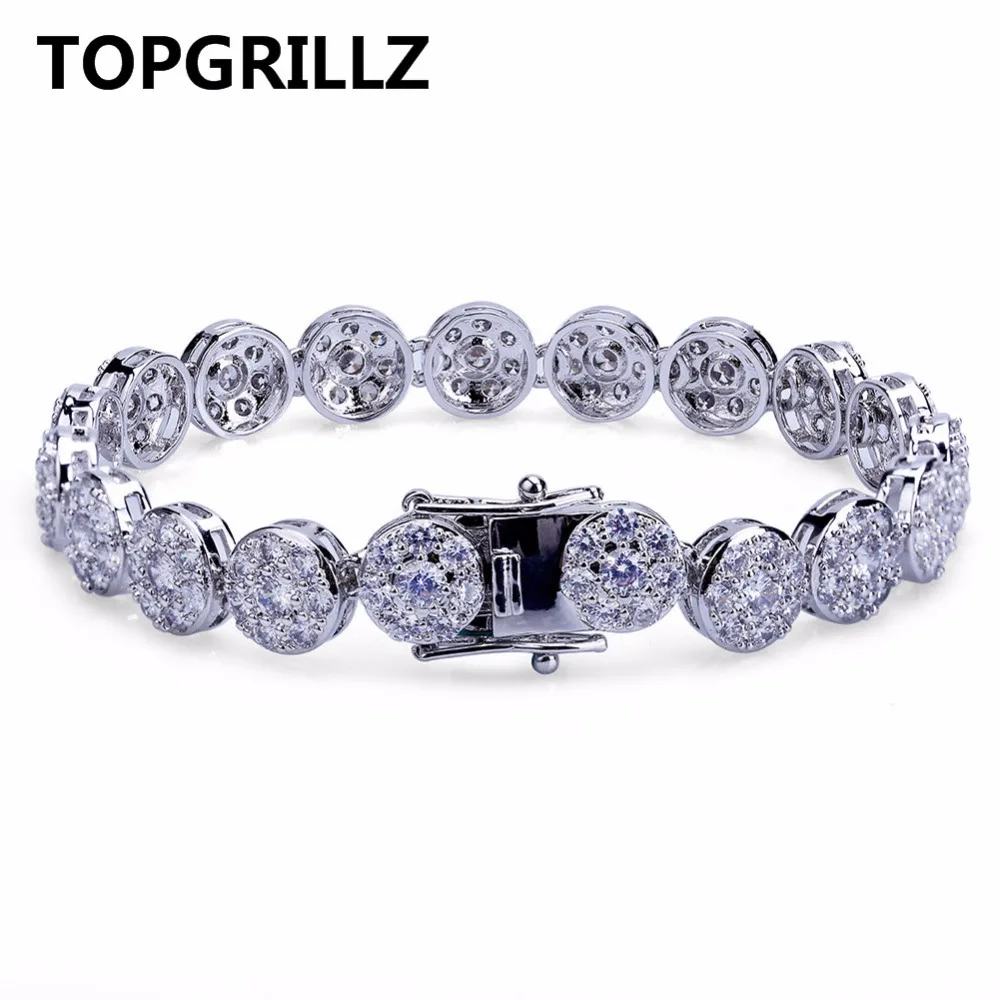 TOPGRILLZ позолоченный/серебряный цвет покрытый Iced Out Bling ювелирный браслет Круглый микро Pave CZ камень 10 мм браслеты для мужчин и женщин