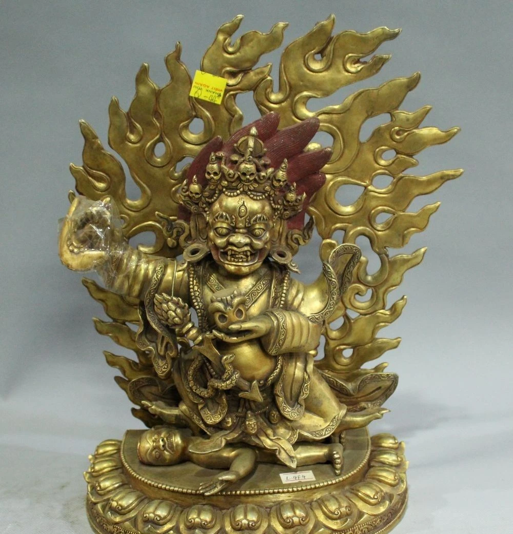 13 дюймов тибетский буддистский храм бронза золото 24 карата Ваджрапани Статуэтка