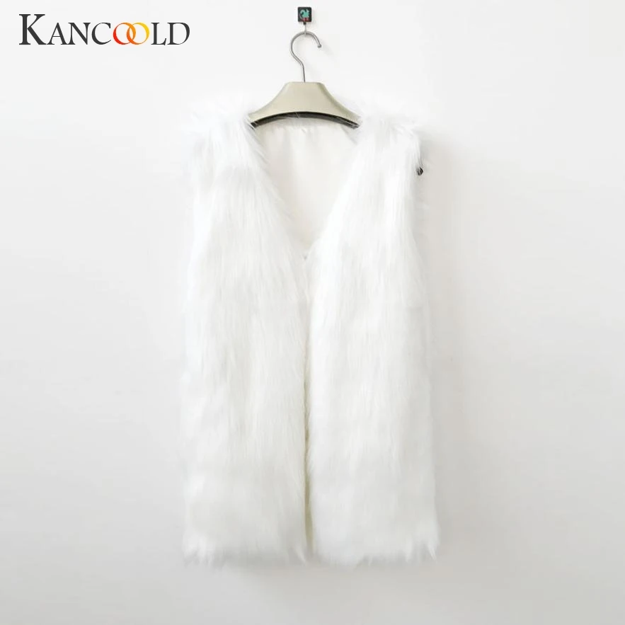 2017 Модный женский теплый жилет без рукавов белый тонкий из искусственного меха