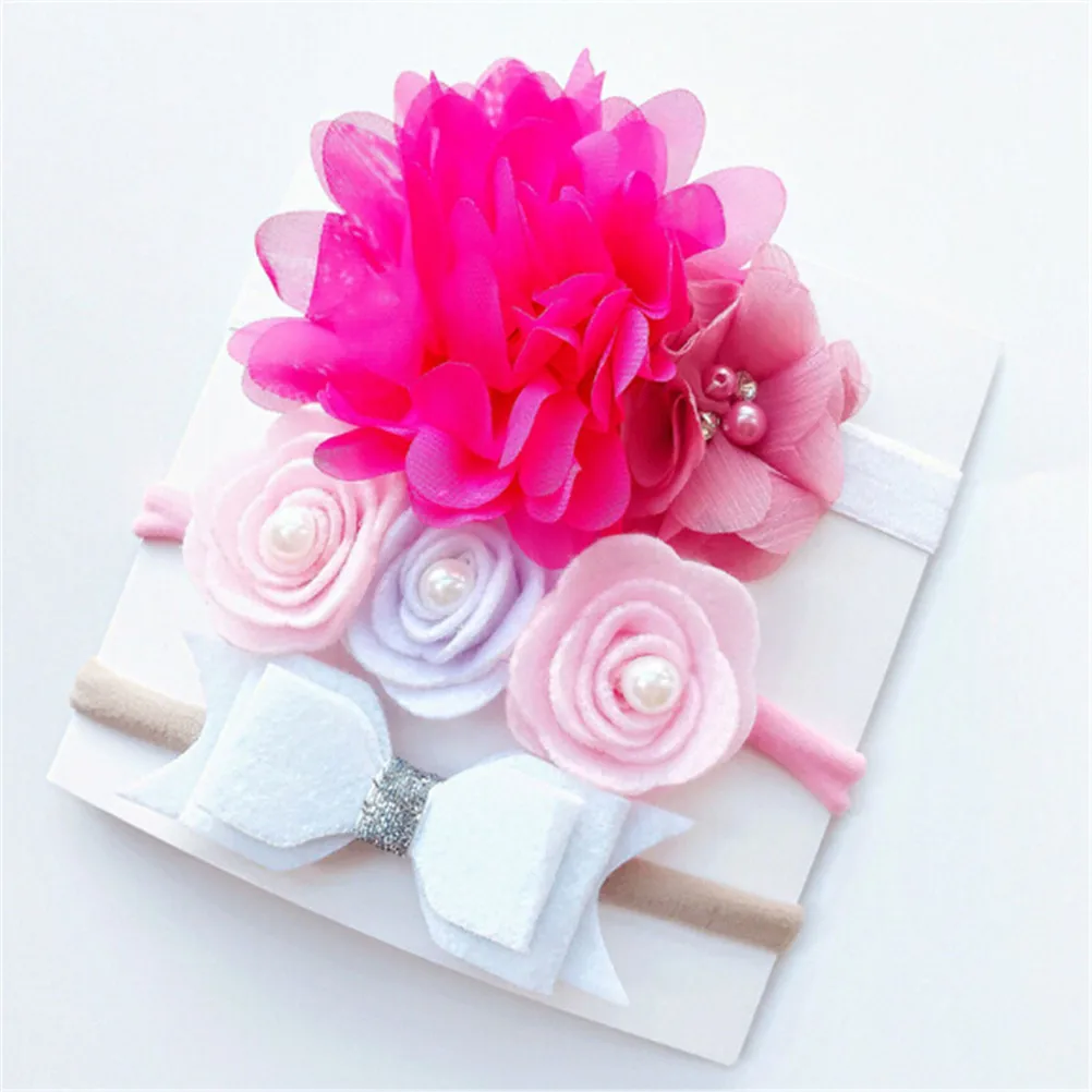 3PCS/Lot Cute Toddler Kids Girls Baby Headband Bow Floral Hair Band Headwear Elastic Gift for 0-5Y Children | Детская одежда и