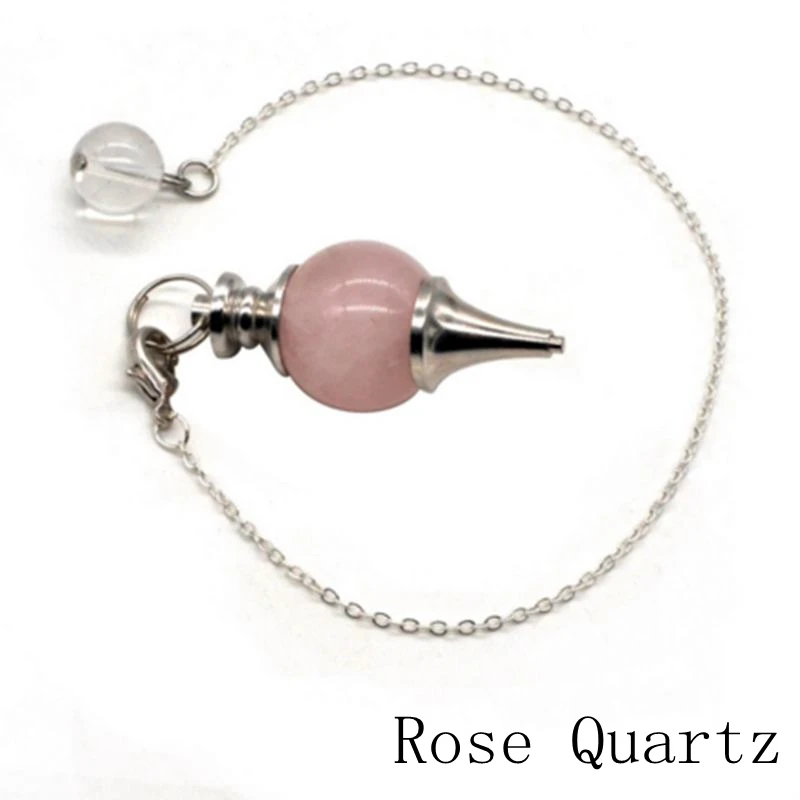 Rose Quartz Reiki Healing 7 Чакра натуральные камни Кристалл кварц маятник Лазурит ожерелье кулон для женщин ювелирные изделия - Окраска металла: Rose Quartz
