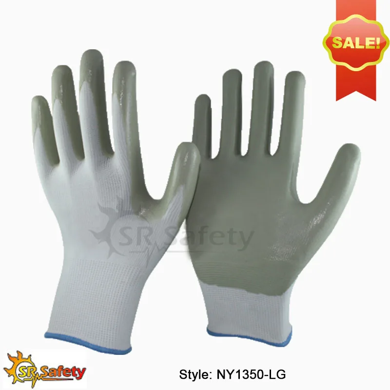 

SRSAFETY 6 pairs 13g nylon Nitrile Coated Work Gloves