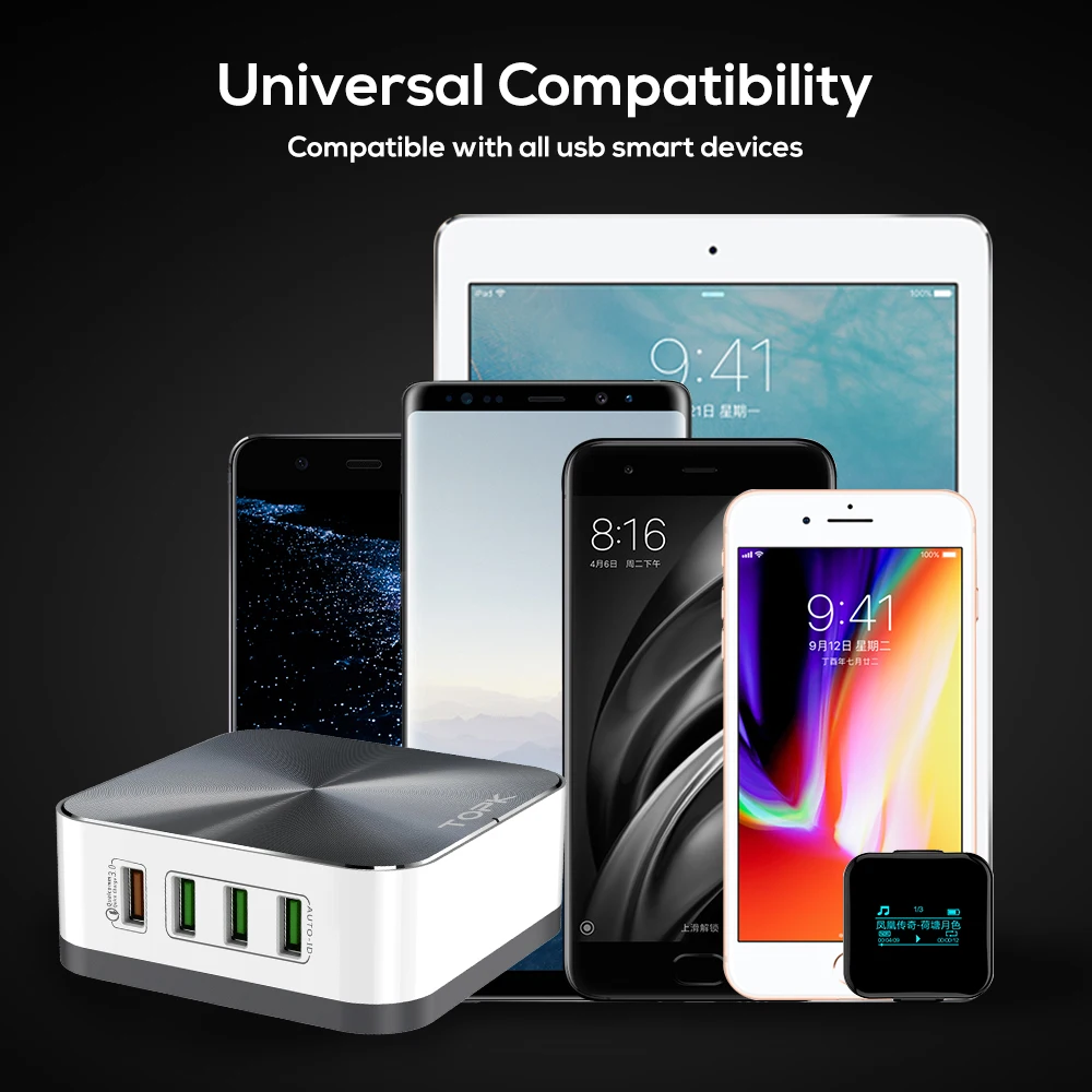 TOPK USB зарядное устройство Quick Charge 3 0 для iPhone X 8 7 Быстрая зарядка мобильных