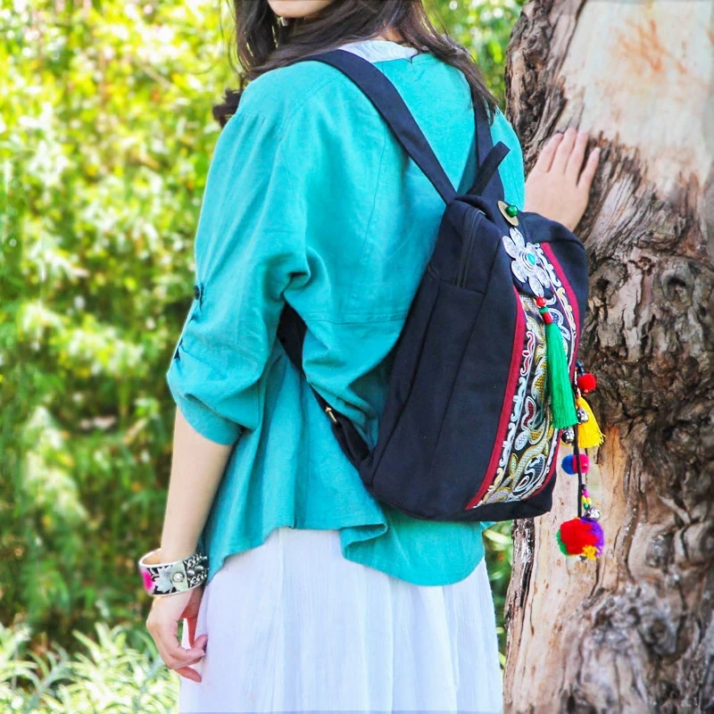 ETAILL китайский хмонг вышивка этнический Холщовый Рюкзак женский ручная работа