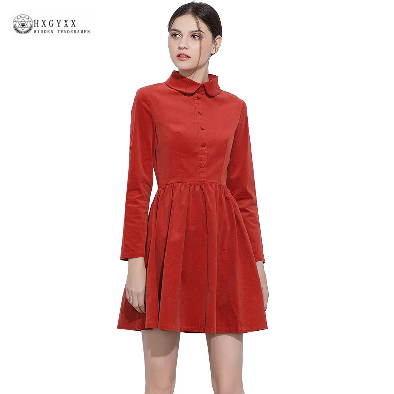 Женское вельветовое платье с пуговицами и воротником Питер Пэн винтажное