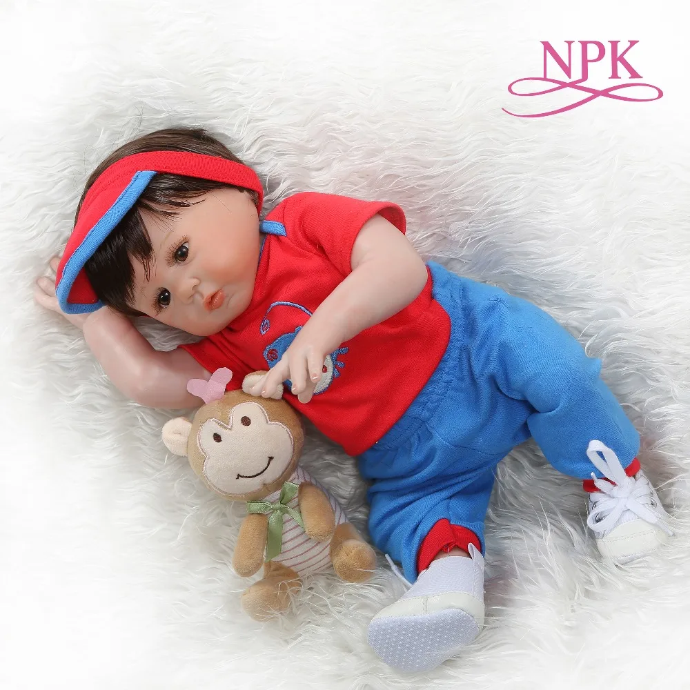 NPK 48 см bebe Кукла Новорожденный ребенок мальчик всего тела силиконовые игрушки для