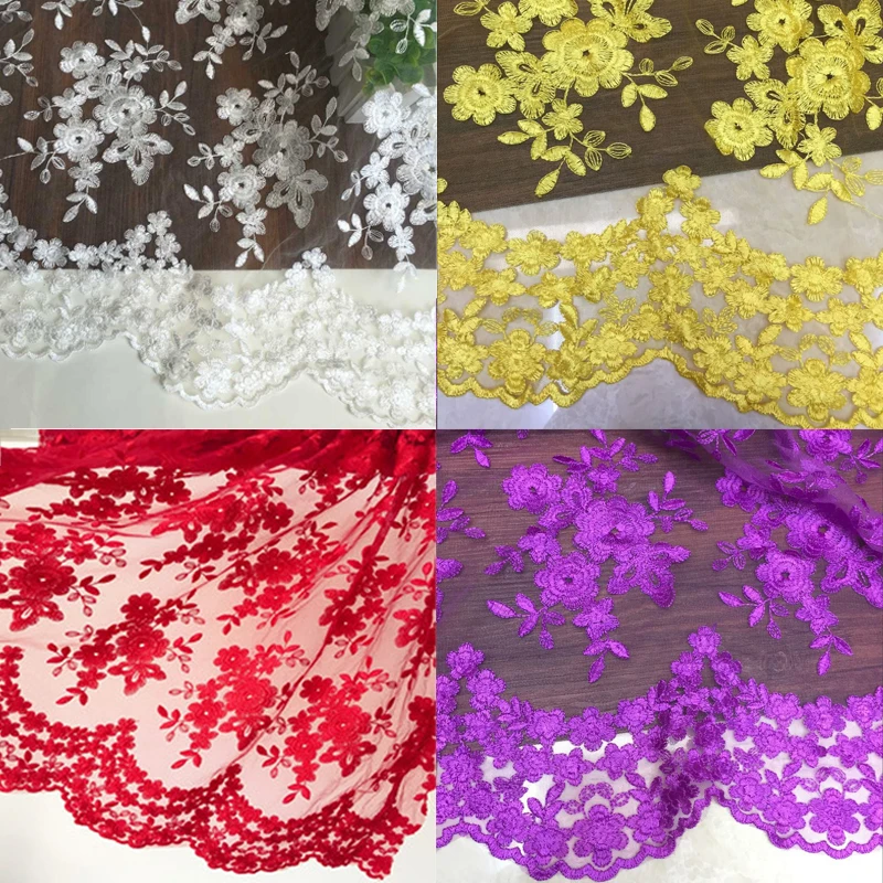 5 ярдов/партия элегантное Тюлевое Сетчатое платье с вышивкой Ярко белая