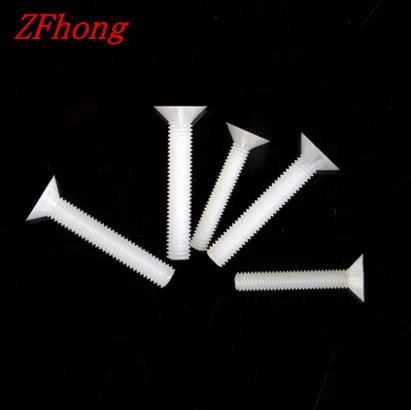 

100pcs white M6*10/12/15/18/20/25/30/35/40 Nylon Plastic Countersunk Head Machine Screw