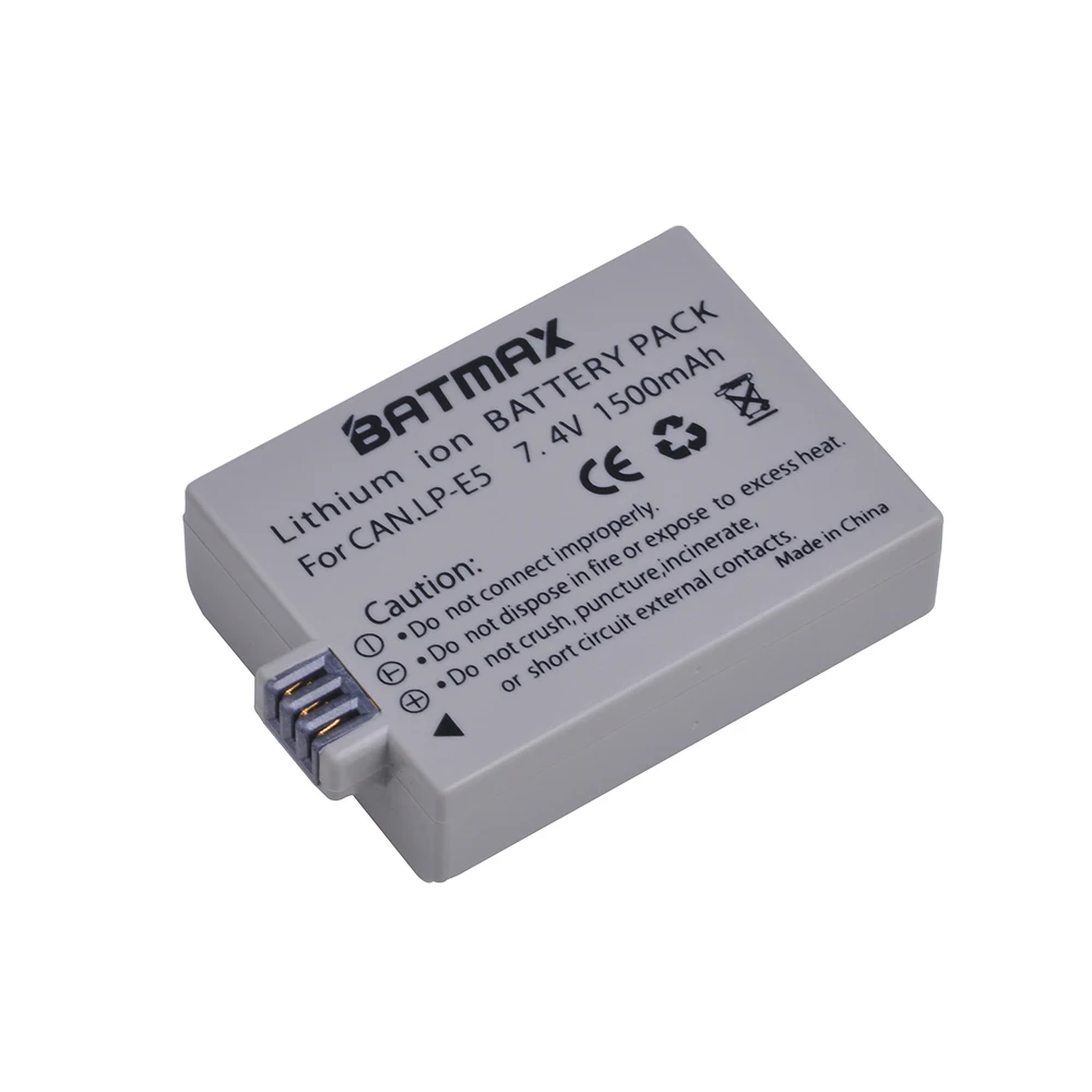 Аккумулятор Batmax для Canon EOS 450D 500D 1000D Kiss X3 F Rebel Xsi 1 шт. 1500 мА · ч аккумулятор LPE5 LP E5 |