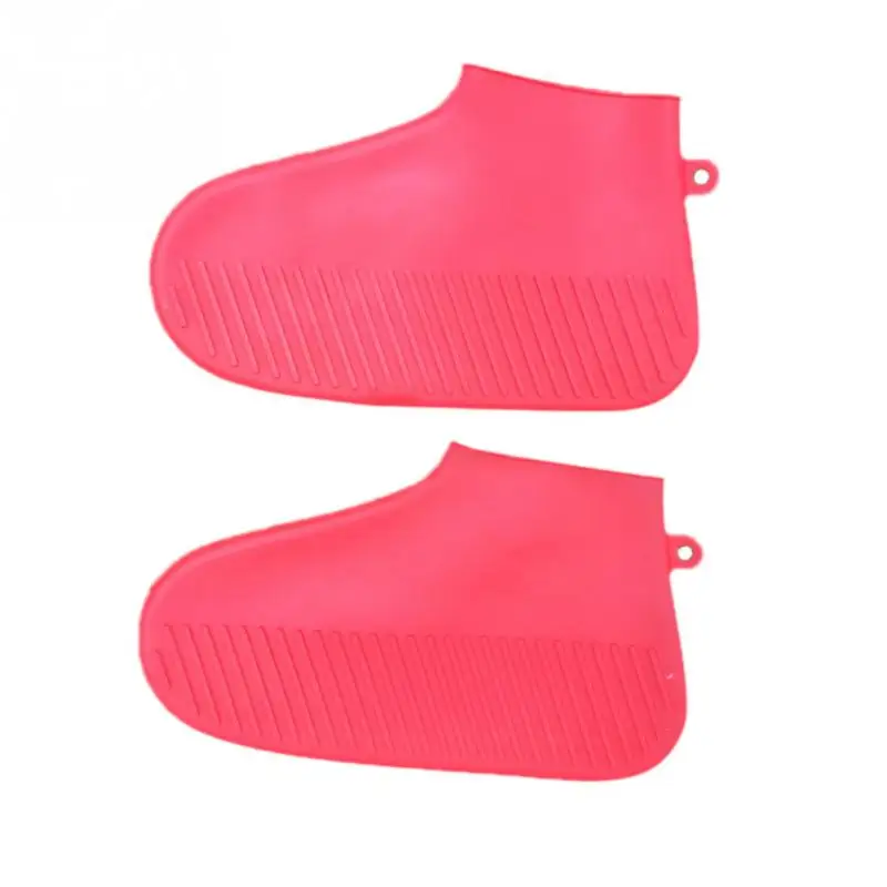 Reusable Silicone Waterproof Rain Shoes Covers Slip-resistant Rubber Rain Boot Overshoes Shoes Accessories Outdoor Thick Sole - Цвет: Red B