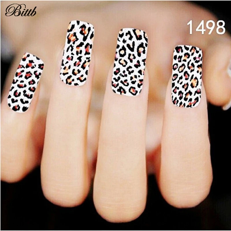 Наклейки для дизайна ногтей Bittb 3 листа коричневый Леопардовый узор Уход за