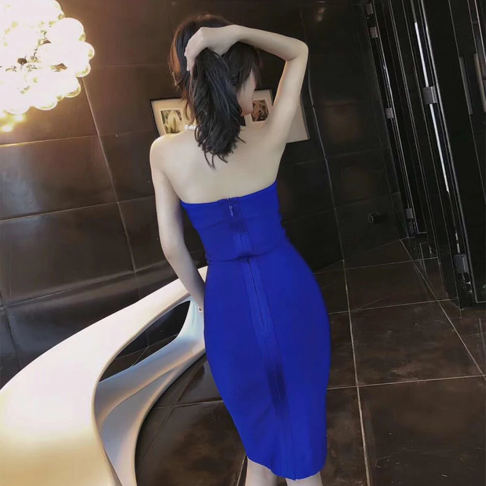 Adyce 2019 новое летнее женское облегающее Бандажное платье Vestidos элегантное синее