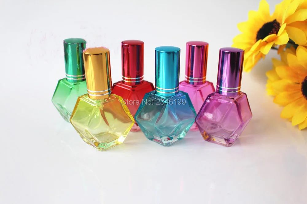

8ML Rhombic Glass Atomizer Glass Perfume Bottle Colorful Glass Spray Bottle, 8CC Empty Parfum Packing Vial, 50pcs/lot