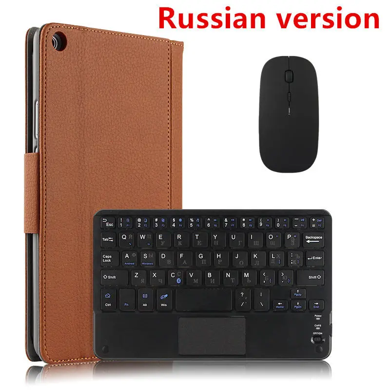 brown mouse Russian Беспроводная Bluetooth клавиатура для huawei MediaPad T3 8,0 чехол Защитный Кожаный Honor Play Tablet 2 " KOB-W09 KOB-L09 T38 - Цвет: brown mouse Russian