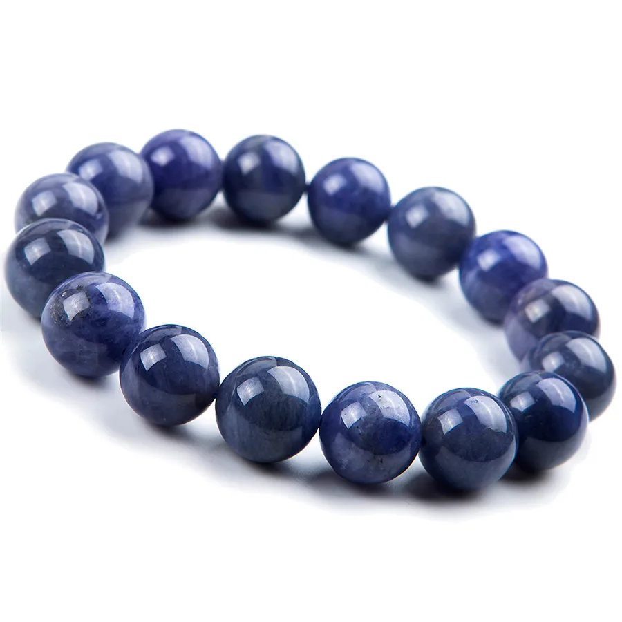 

14mm Natural Genuine Blue Zoisite Gem Stone Round Bead Bracelets For Women Men Charm Powerful Stretch Bracelet