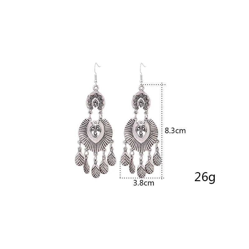 Lzhlq Винтаж из металла с кисточками и изображением этнические сережки в виде