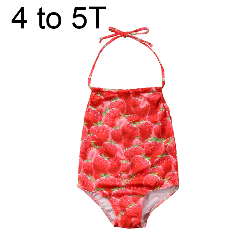 strawberry 4 to 5T Цельный купальник для маленьких девочек, милый купальник с изображением ананаса, купальник с изображением клубники, бикини, пляжный купальный костюм - Цвет: strawberry 4 to 5T