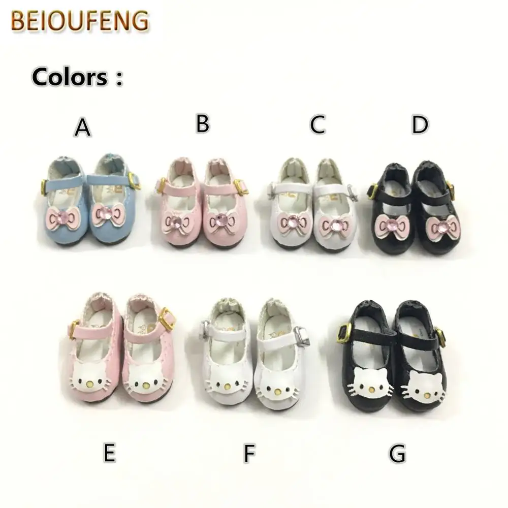 BEIOUFENG 2,7 см кукольная обувь для Blythe кукольная игрушка, 1/6 BJD кукольная обувь с бантом Kitty игрушки сапоги для кукол аксессуары 2 пары