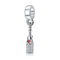 plata de ley christmas gift pink red champagne bottle hanging bead charms european style bracelet beads dgb463