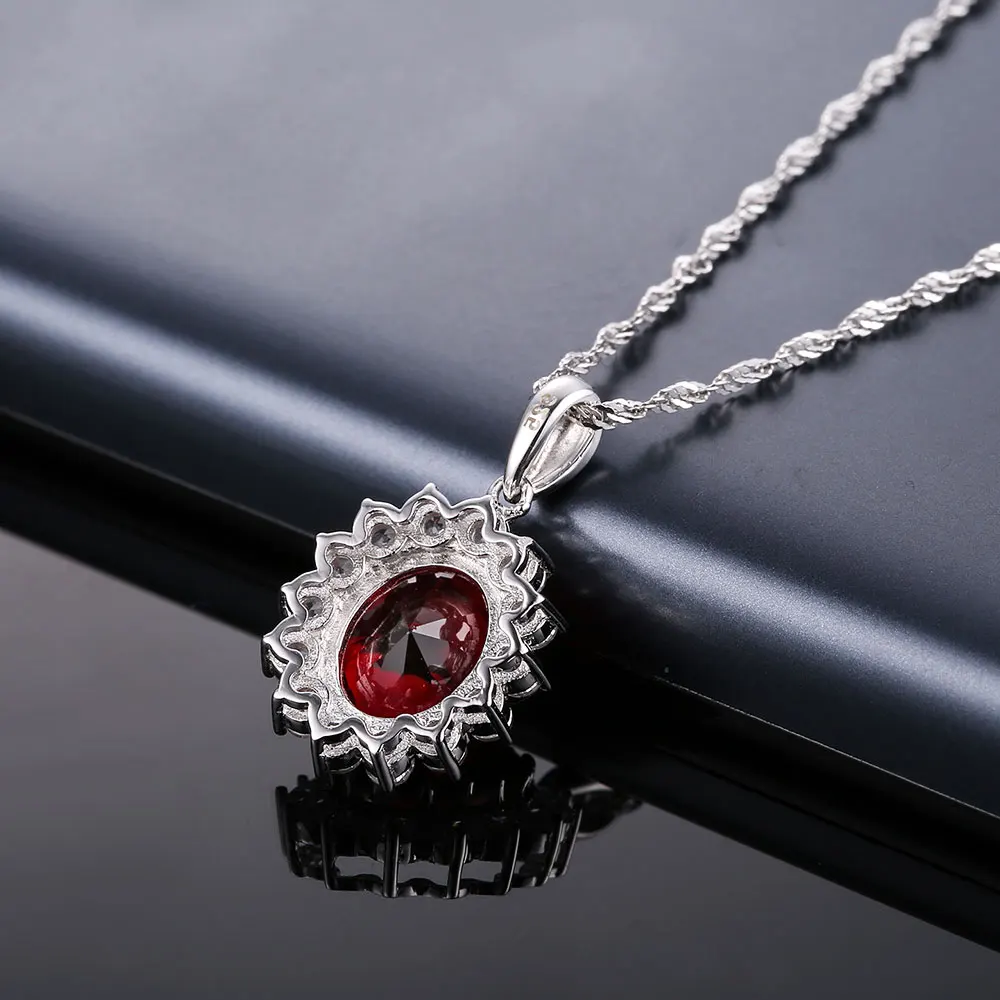 Женская подвеска из серебра 925 пробы с овальным Рубином карата | Украшения и