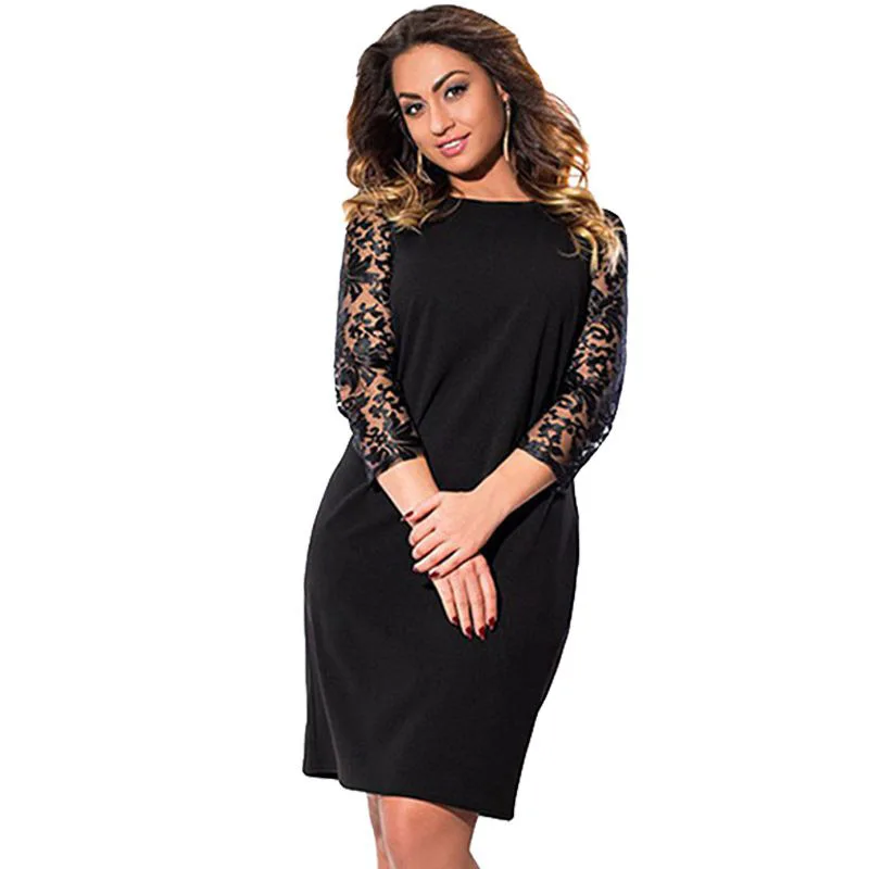 Женское кружевное платье с рукавом три четверти Повседневные Вечерние платья